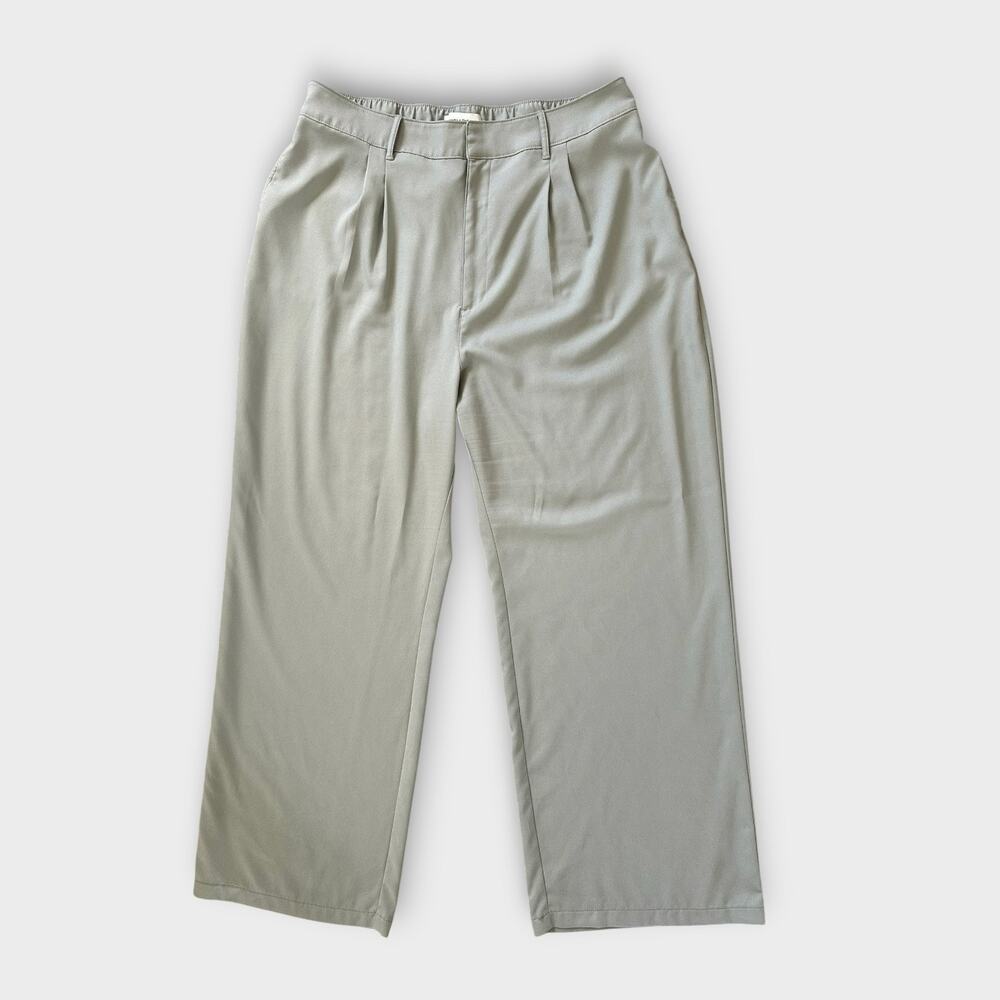 Abercrombie & Fitch Satin Wide Leg Pants Women’s XL Sage Green High Rise Pleated